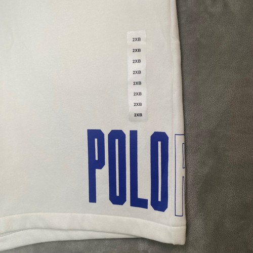 Polo Ralph Lauren POLO RL 67 Logo Fleece Sweat Shorts weiß blau Herren Größe 2XB - Bild 2 von 12
