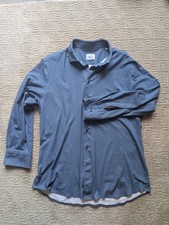 Emanuel Berg Men's Modern Fit Shirt Size XL, Stretch Button Front, Blue Pattern