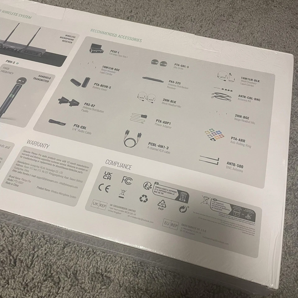 Phenyx Pro PTU-5000 Wireless Microphone System Quad 4 Channel 2H2B UHF New Kit - Image 4 of 4