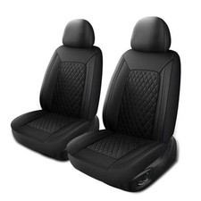 Faux Leather Front Car Seat Covers, 2 Pack Seat Protectors Front Seat N1 Black