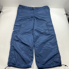 Vintage Kikwear Blue Baggy Cargo Raver Pants Made USA Size Large 90s Y2K Skater