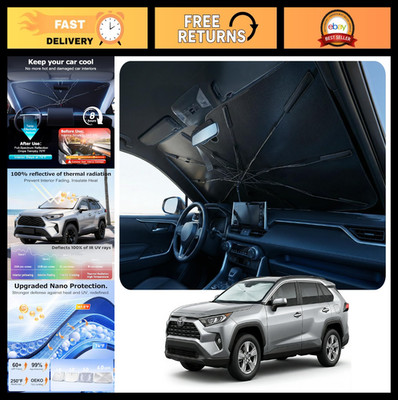 Large Windshield Sun Shade Umbrella - UV Block & Heat Shield, Car Interior Prote