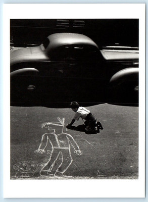 Sidewalk Chalk - The Artist Lives Dangerously - John Gutmann Art 4x6 Postcard