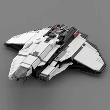 Courier Spaceship Model 1187pcs Sci-Fi Video Game MOC with Stand