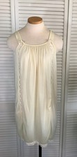 Vintage 60s 70s Nylon Babydoll Nightgown Sz M Butter Yellow Grannycore