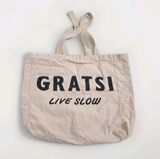 Gratsi Live Slow Canvas Tote Gratitude Message Wine Bag 