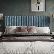 Castle Place Queen Corduroy Velvet Upholstered Adjustable Headboard Light Blue