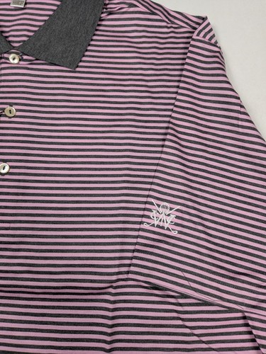 Peter Millar Poloshirt Herren L Retro rosa anthrazit gestreift Lisle Sommer Golf - Bild 7 von 11