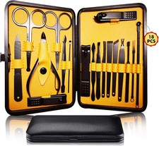 18 In 1 Manicure Pedicure Kit Stainless Steel Nail Clipper Set With Travel Case