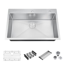 Nano Double/Single Bowl Sink Drop in Kitchen Sink Countertop Basin W/Accessories