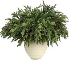 6 Pcs Christmas Greenery Stems with Pinecones Soft Bendable Naturally Droop Real
