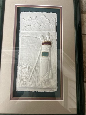 Embossed Etching Golf Art Lot.  Signed Barnes And Raudy.  5 Pieces Total