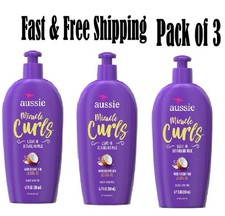 Aussie Miracle Curls Leave-In Detangling Milk Paraben Free 6.7 Oz 3Pk 