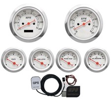 Motor Meter Racing Classic White 6 Gauge Set 85mm Gps Speedometer Mph F Psi Motor Meter Racing Classic White 6 Gauge Set 85mm Gps Speedometer Mph F Psi