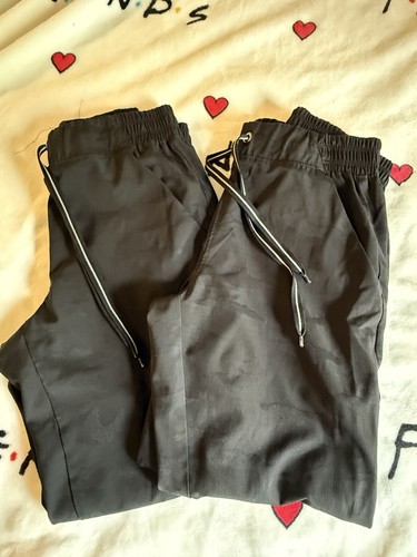 HEALING HANDS SCRUB PANTS SET OF 2 Black Sz Small Comfy Faint Camo Design