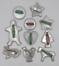 Aluminum Cookie Cutter Mixed Lot of 10 with Handles Vintage 1950's