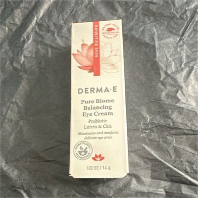 DERMA E Pure Biome Balancing Eye Cream Probiotic Lutein Cica Hydrating 1/2oz 14g