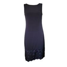 Eliza J Dress Womens Size 2 Solid Black Floral Tulip Lace Detail Sleeveless Zip