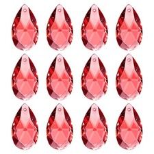 K9 Crystal Pendants Teardrop Beads, 12 Pack 28mm Chandelier, Red