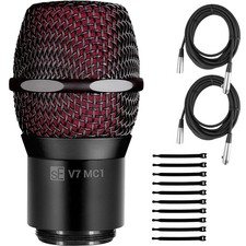 sE Electronics V7 MC1 Capsule for Shure Wireless Transmitters, Black - Bundle...