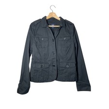 GAP Black Jacket Blazer Size 12 Classic Preppy Minimalist Womens Cotton