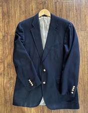 Vintage Chaps by Ralph Lauren Mens Blazer Navy Blue Gold Buttons Made in USA 42L
