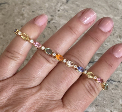 Rarities Carol Brodie Gold Vermeil Exotic Multi Gemstone & Zircon Line Bracelet