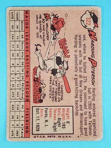1958 Topps Harding Peterson Pittsburgh Pirates #322 BUENO+ pliegue pesado ⚾ - Imagen 2 de 7