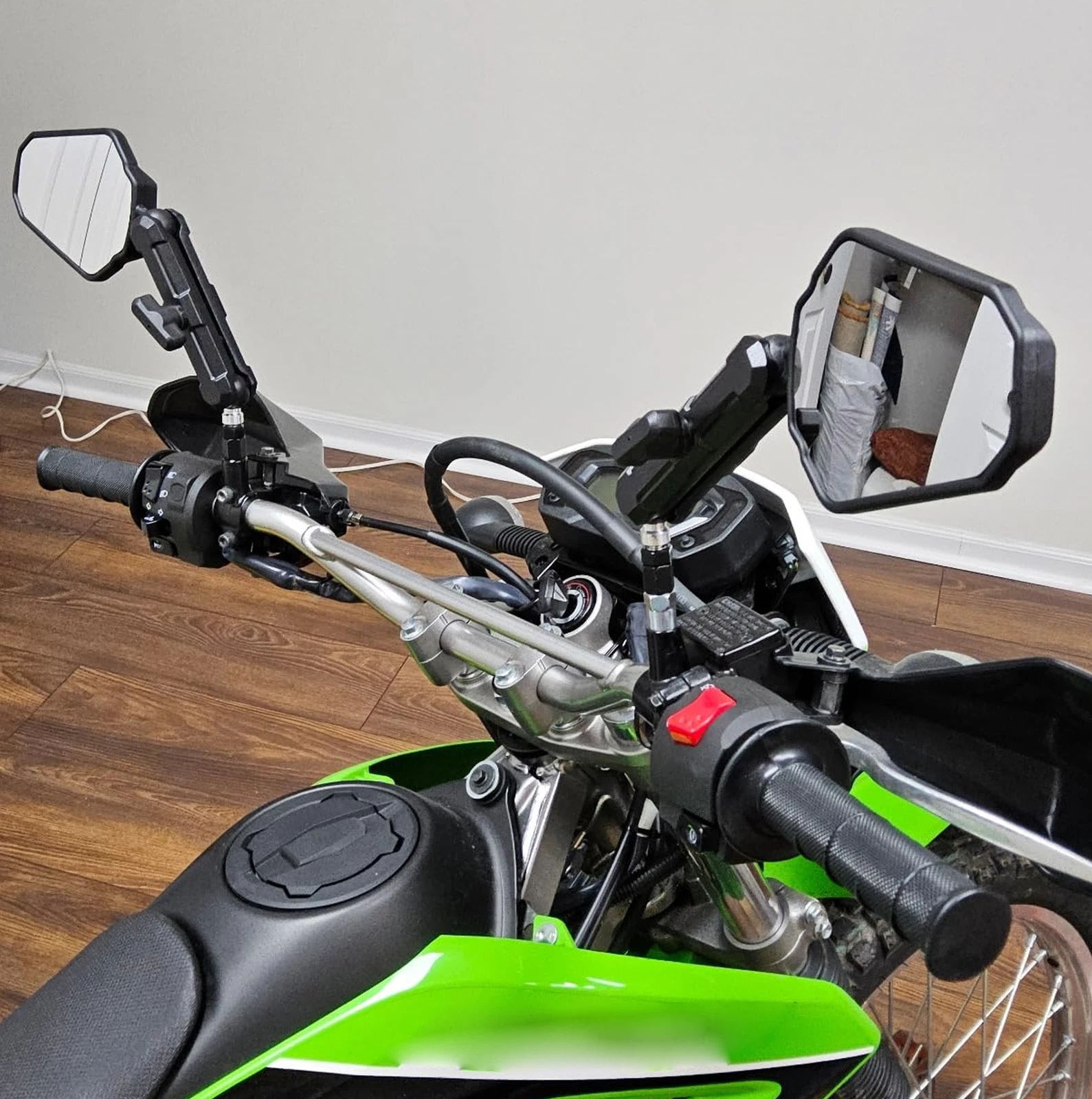 2x Foldable Side Mirrors For Kawasaki KLX250 KLX250S KLX300R KLX450R KLX230SM