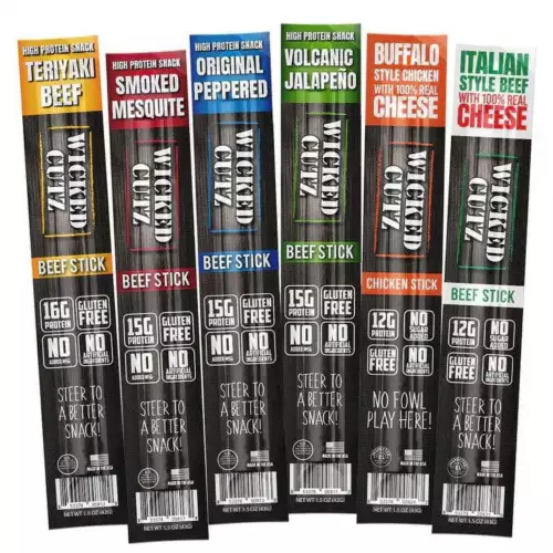 Premium Beef Jerky Sticks Protein-Rich 6-Flavor Variety Pack 1.5 Oz 18-Pack