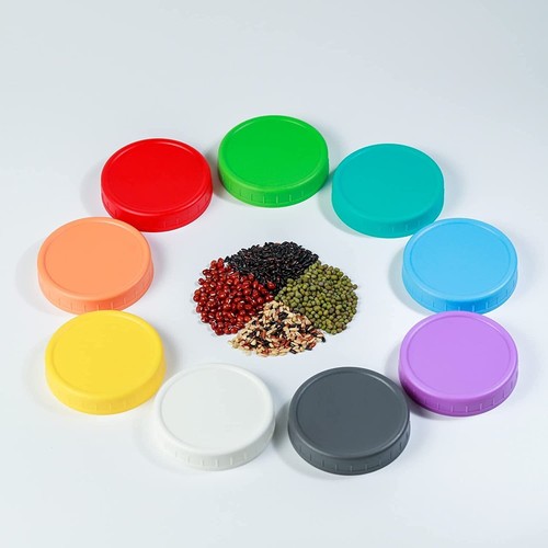 8 Pack Colored Plastic Mason Jar Lids Wide Mouth for Ball,Kerr Leak Proof Lids - Picture 3 of 6