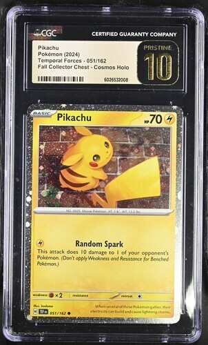 POKEMON CGC PRISTINE 10 PIKACHU COSMOS HOLO 051 TEMPORALE KRÄFTE SAMMLERTRUHE - Bild 1 von 2