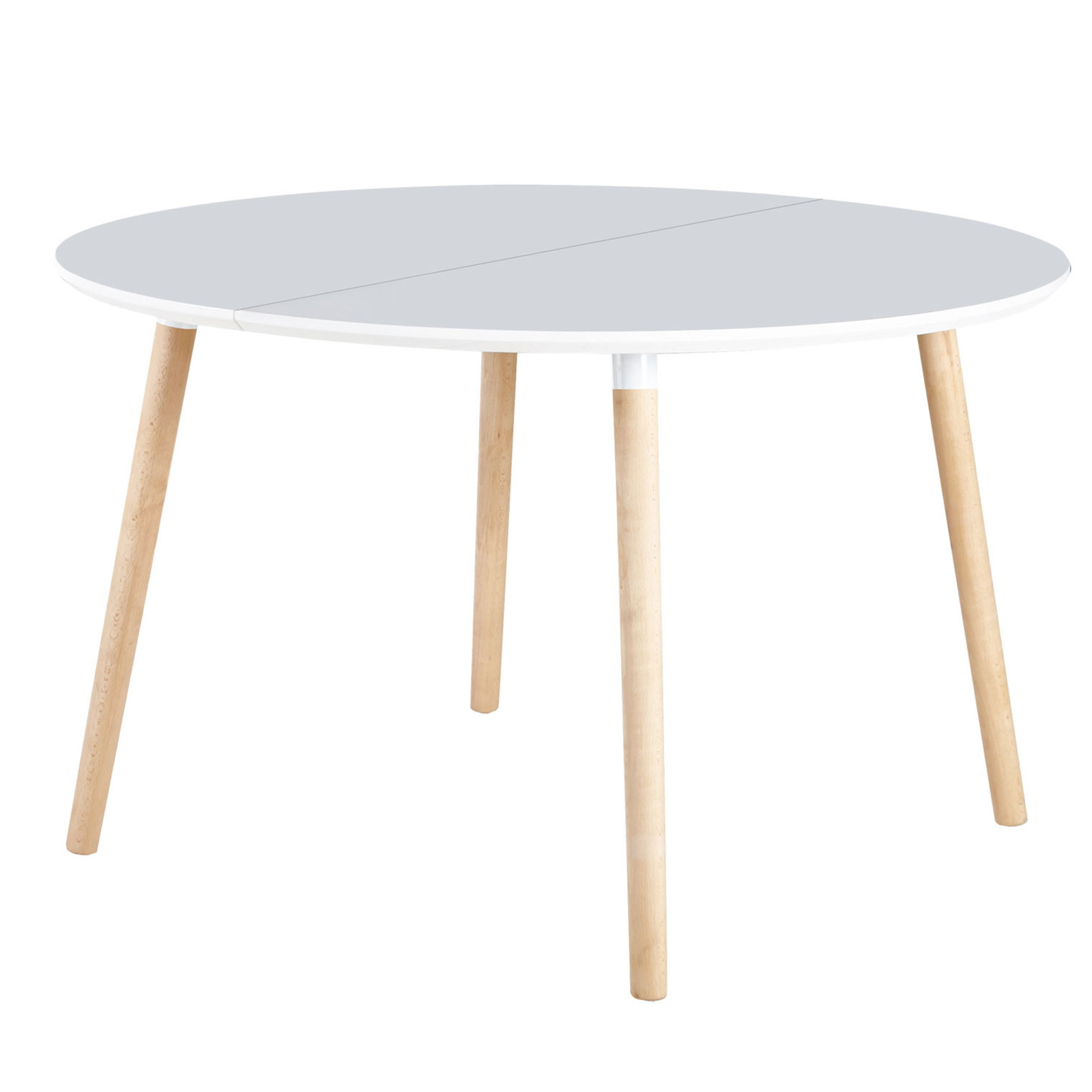 Mesa comedor extensible Copo blanco mate y haya 140-180x100 cm