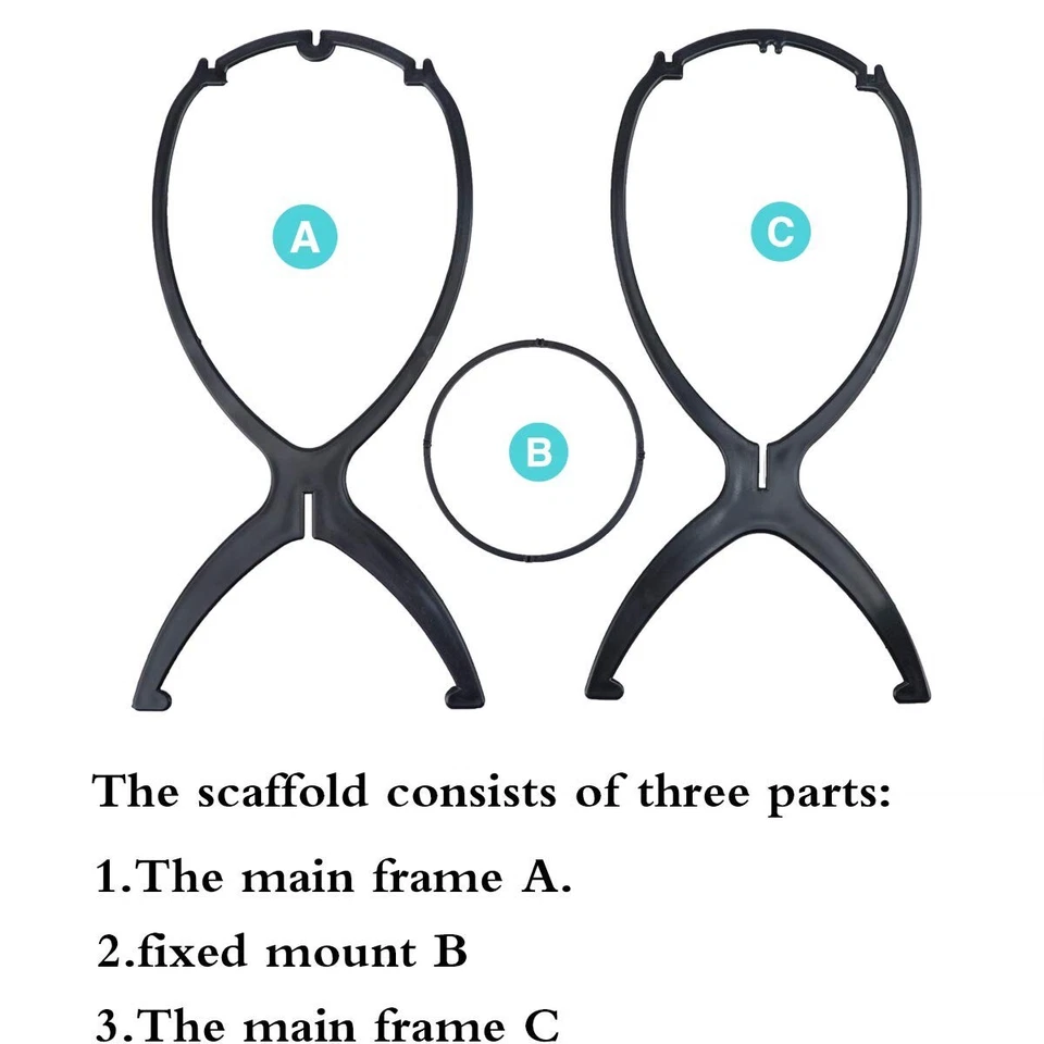 6 Pack Wig Stand Holder, Portable Collapsible Wig Holder Stand for 14.2 In Black - Image 2 of 4