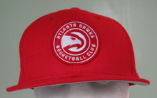 NBA Atlanta Hawks New Era 59Fifty Size 7 1/4 Trucker Cap Hat Red  White Hoops