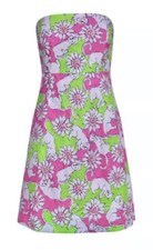Lilly Pulitzer Strapless Sabrina Dress Hibiscus Pink French Fry Shift NWT  12