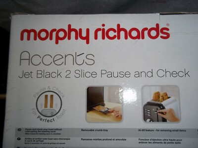 Morphy Richards ACCENTS SCHWARZ Edelstahl 2 Scheiben Toaster PAUSE&CHECK 44324