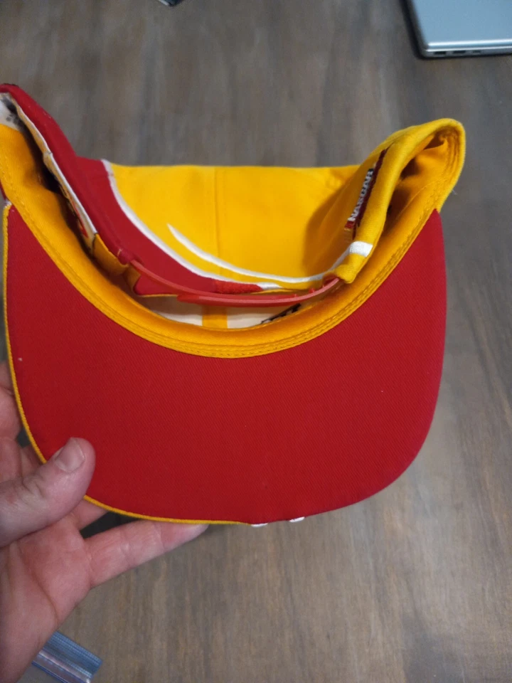 Ernie Irvan #36 M&M’s Racing Team Yellow & Red NASCAR VINTAGE Hat *Autographed* - Image 4 of 4