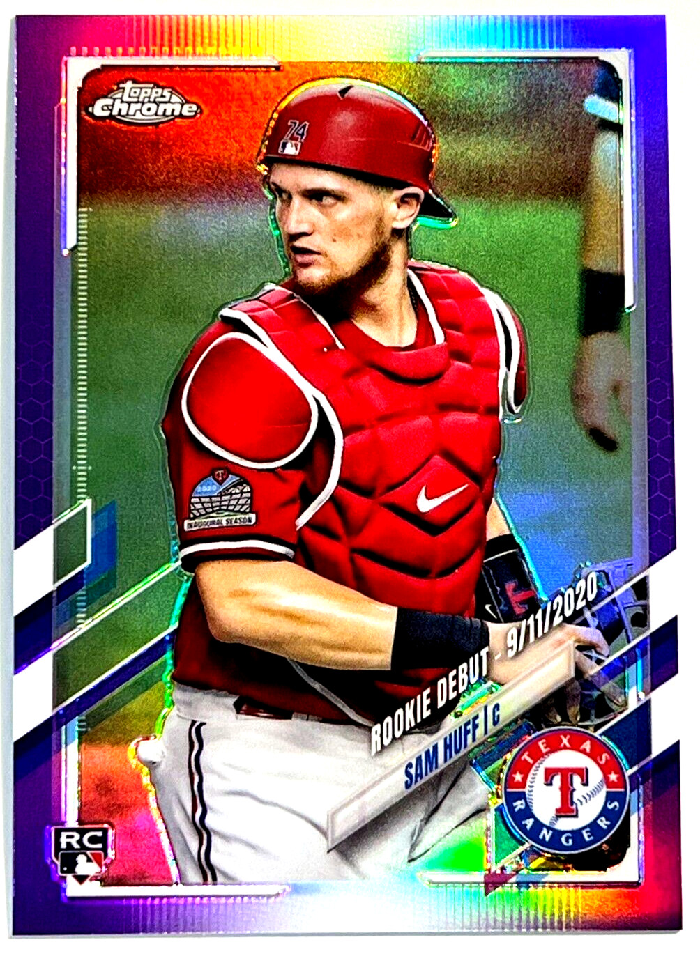 2021 Topps Chrome Update Baseball Purple Refractor RC #USC60 Sam Huff