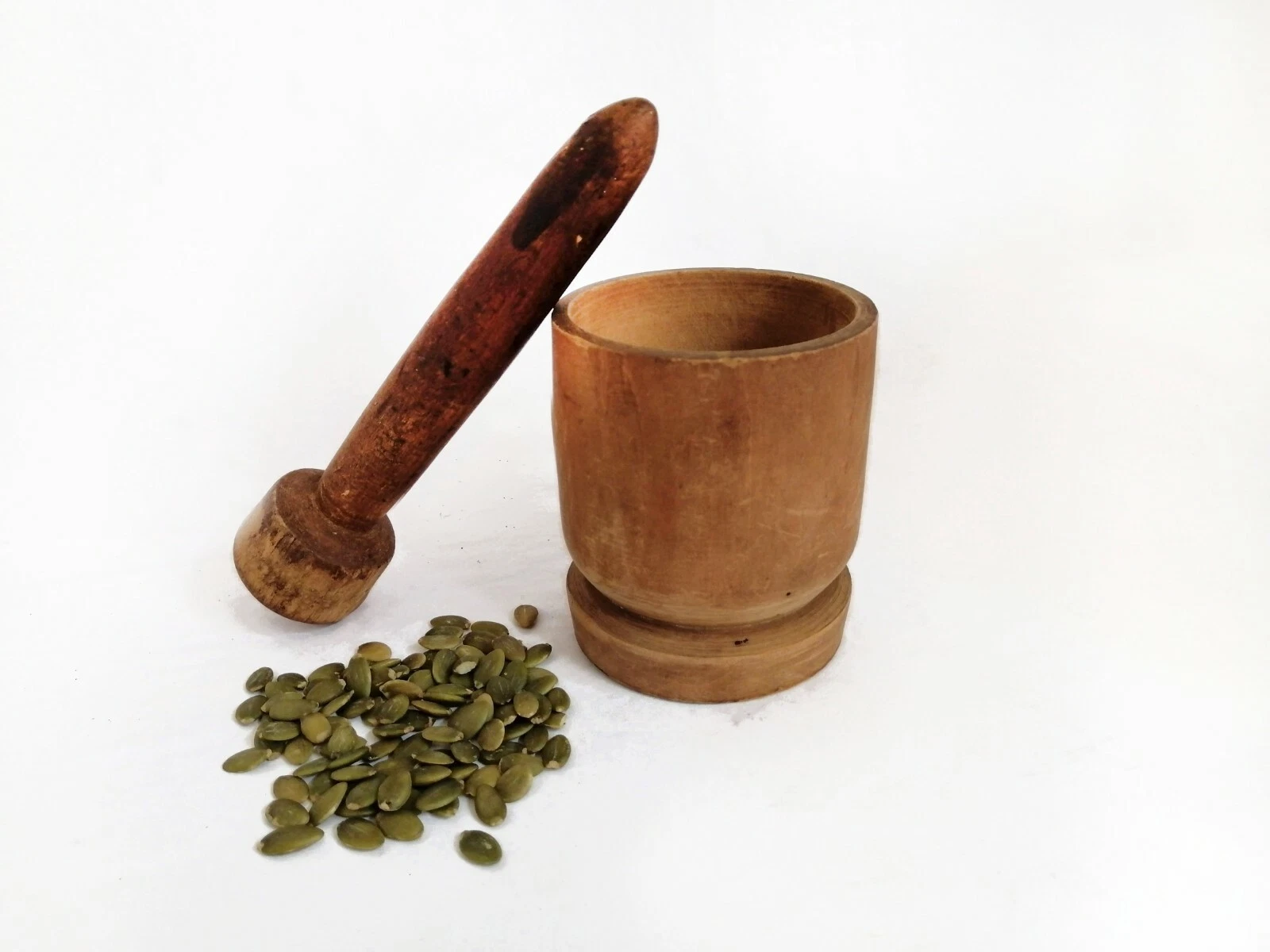 Vintage Wood Mortar and Pestle Antique Kitchen Herb Spice Crusher Grinder