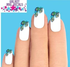 Waterslide Nail Decals Tips - Set of 10 Peacock Feathers 