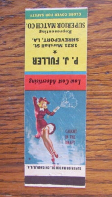 PIN-UP GIRLIE MATCHBOOK COVER: PJ FULLER SHREVEPORT, LOUISIANA MATCHCOVER -B17