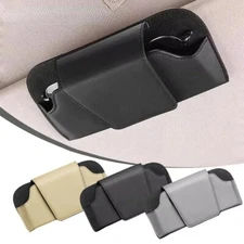 Car Sun Visor Glasses Holder Protective Box PU Leather Sunglasses Storage Case