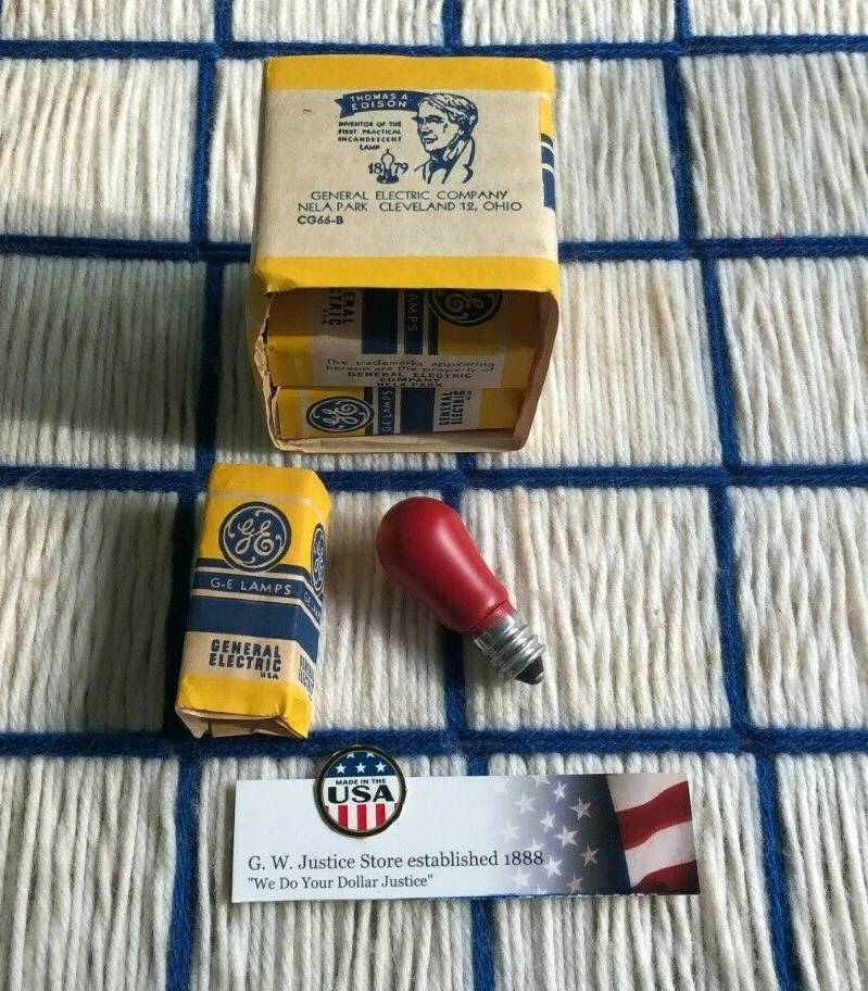 BOX of 6 vintage GE CERAMIC RED NIGHT LIGHT 6S6 indicator BULB C7 Christmas E12 - Image 3 of 4