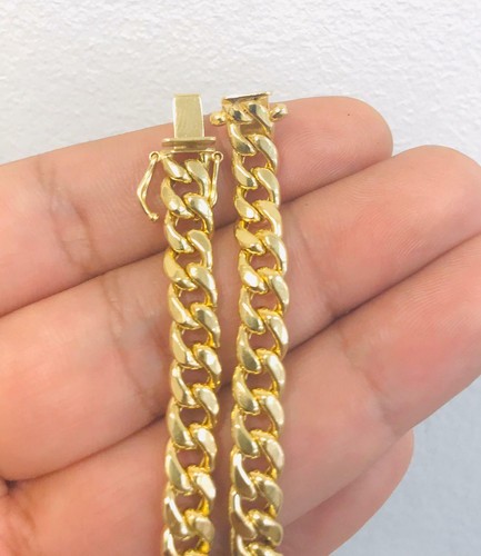 14K Real Yellow Hollow Gold Cuban Curb Bracelet For Men 7.25", Pulsera Oro Real. - Picture 4 of 7