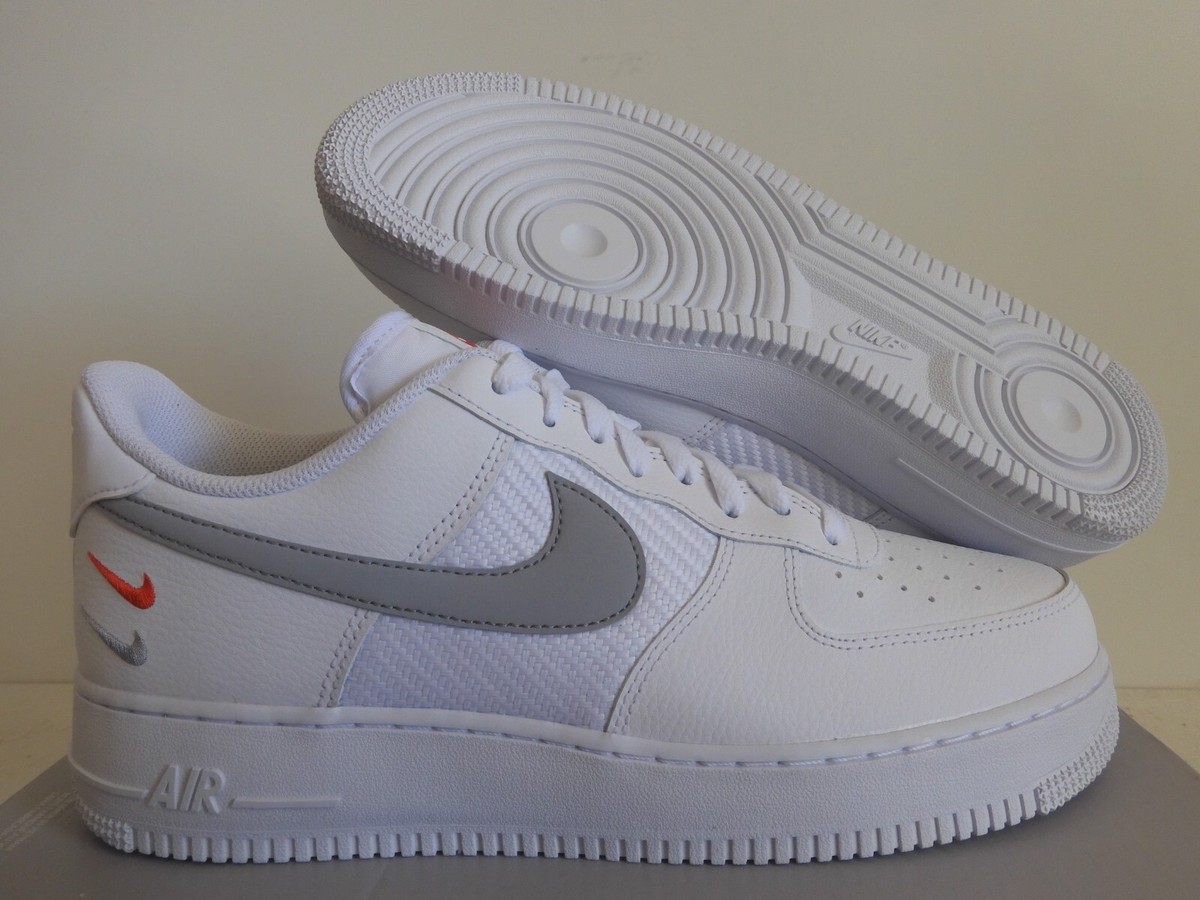 NIKE AIR FORCE 1 07 WHITE-WOLF GREY-PICANTE RED SZ 10.5