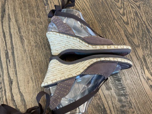Indigo by Clarks 82612 Brown Leather Espadrille Wedge Sandals Women's US Size 7M - Picture 17 of 20