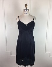 Vintage Beverly Vogue Skirt Saver Black Lace Full Nylon Slip Size 38 Side Zipper