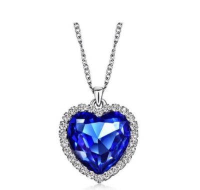★HARANG★ HR 337N_Stone from Ocean Necklace Titanic Heart Of The Ocean Blue Stones CZ Crystal Necklace