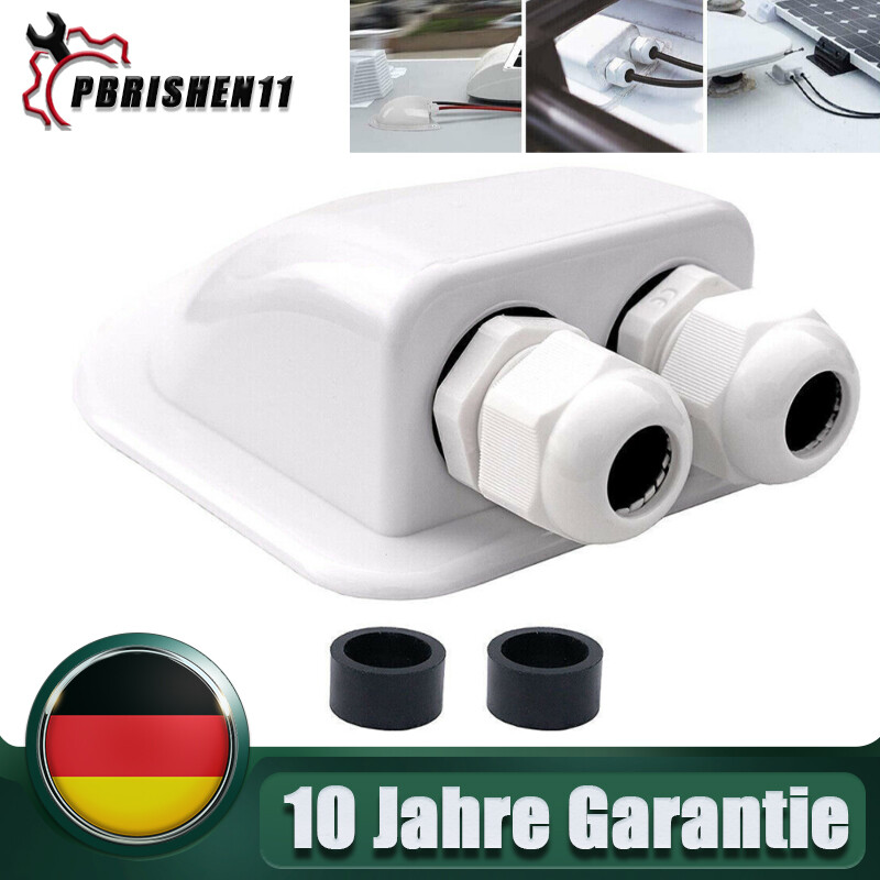 Tissting Solar Kabeldurchführung 2-fach IP68 - Wohnmobil Dachdurchführung, Weiß, ABS